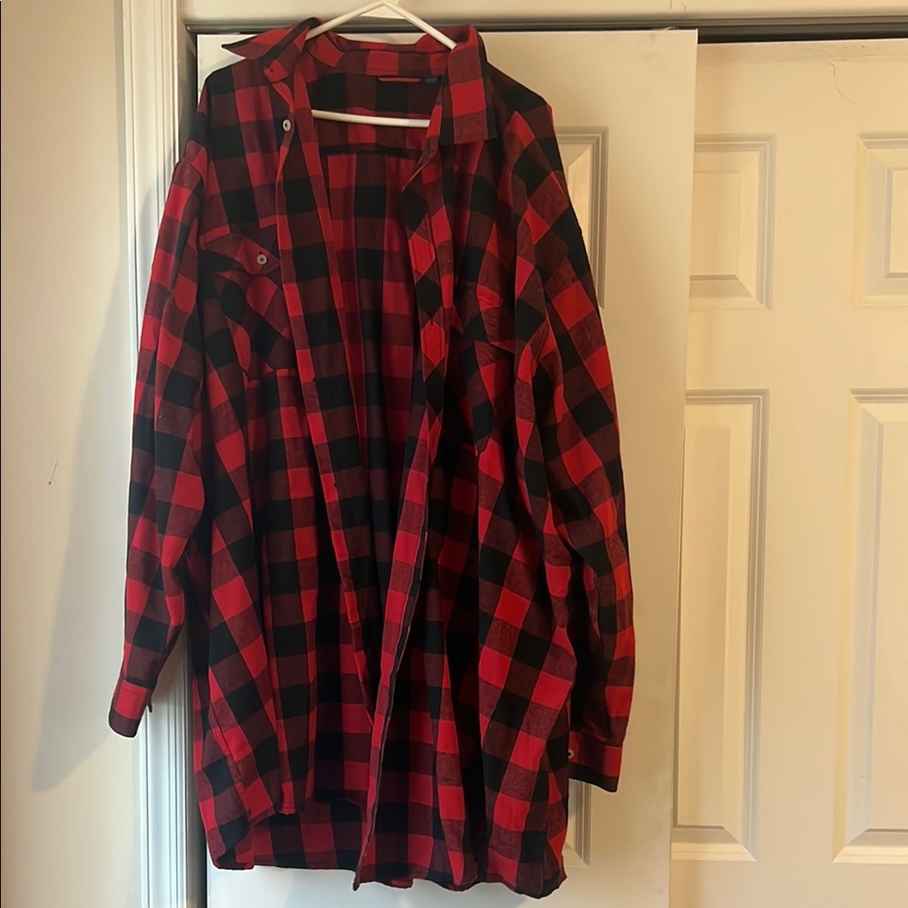 Red and Black Plaid Shirt Jacket